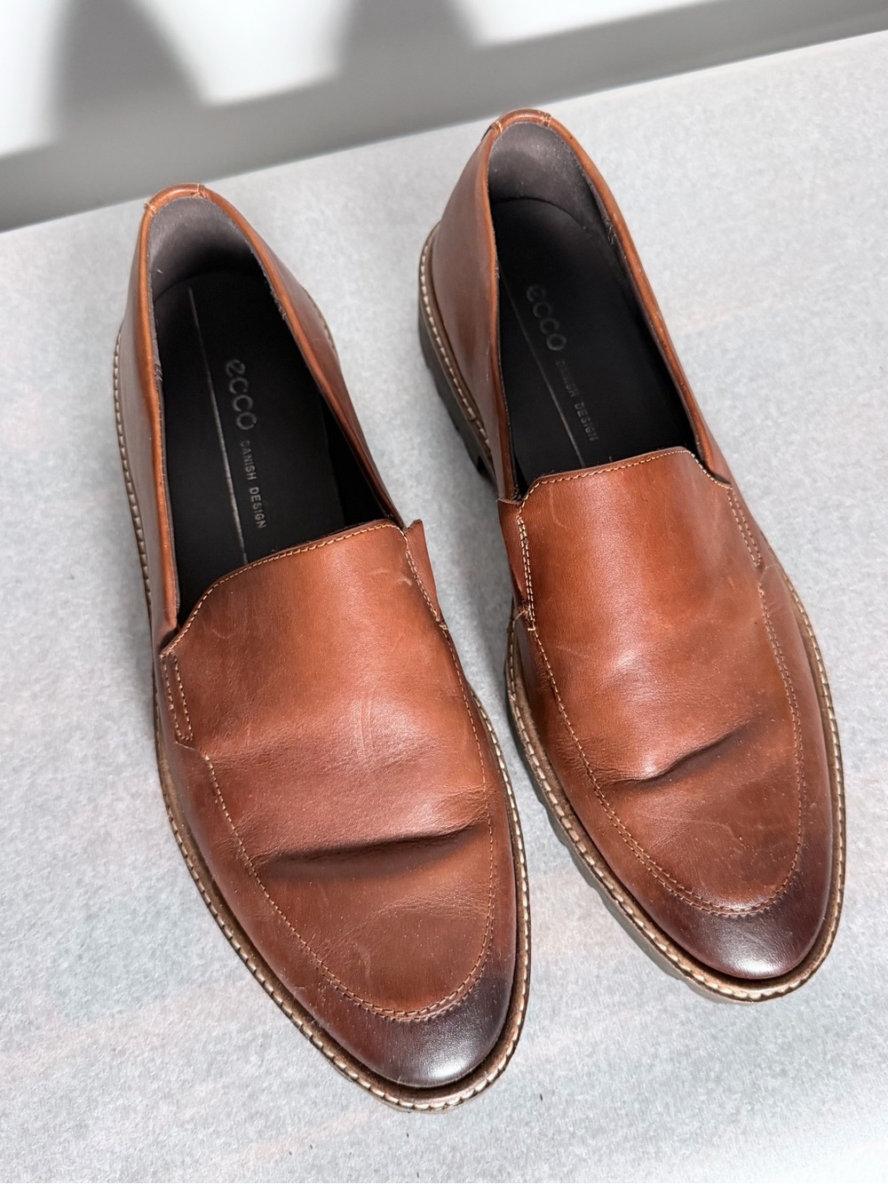 Ecco Brown Leather Heeled Slip-On Boots